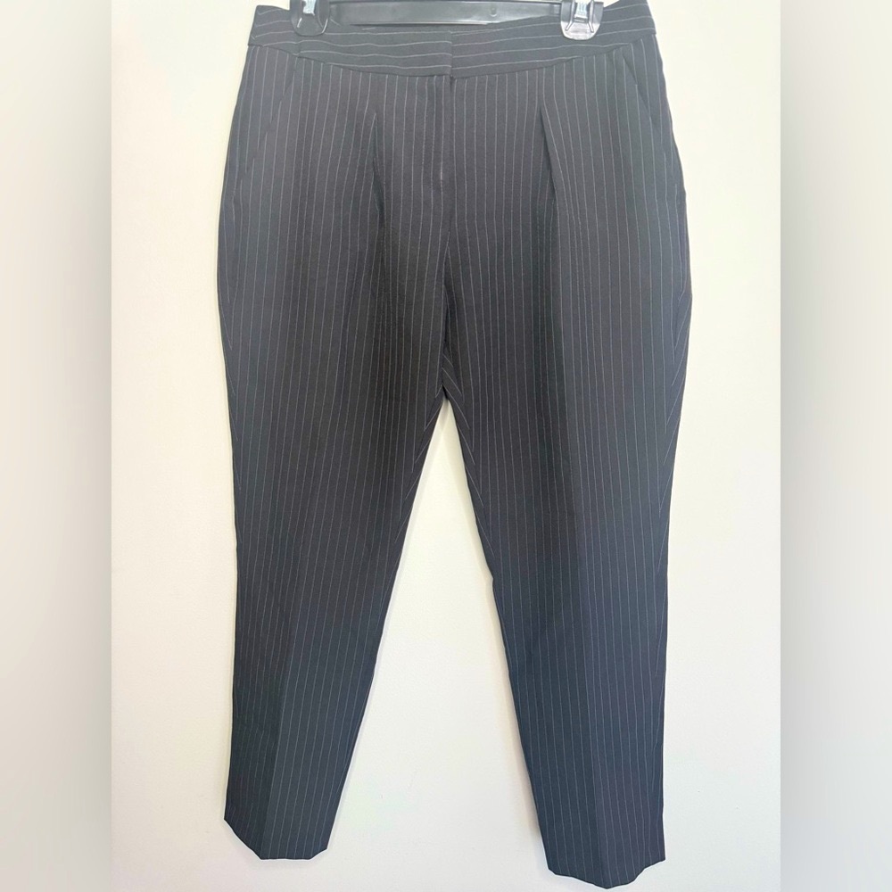 Cato Black Pinstripe Women’s Trousers with Blue Lining Size 6